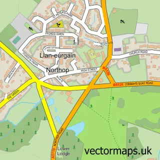 Street map sample of Northop, Clwyd