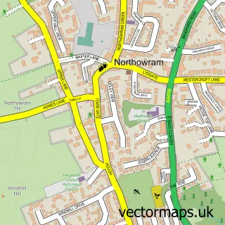 Street map sample of Northowram, West Yorkshire