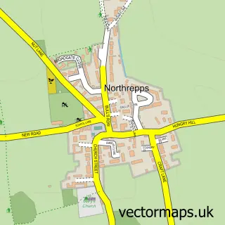 Street map sample of Northrepps, Norfolk