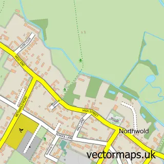 Street map sample of Northwold, Norfolk