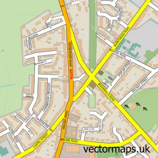 Street map sample of Norton Canes, Staffordshire
