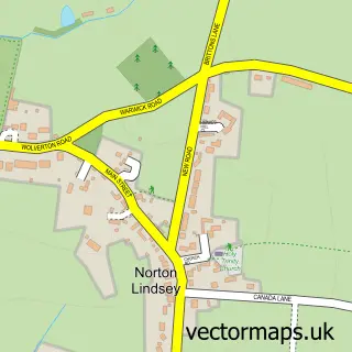Street map sample of Norton Lindsey, Warwickshire
