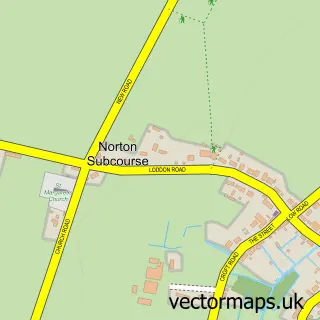Street map sample of Norton Subcourse, Norfolk