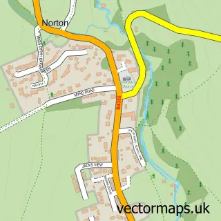 Street map sample of Norton, Powys
