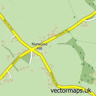 Street map sample of Norwood Hill, Surrey