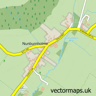 Street map sample of Nunburnholme, East Riding of Yorkshire