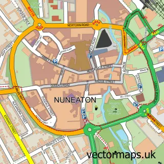 Street map sample of Nuneaton, Warwickshire
