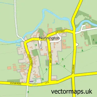Street map sample of Nunnington, North Yorkshire