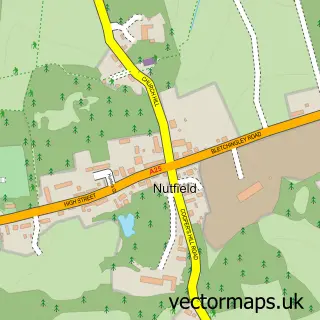 Street map sample of Nutfield, Surrey