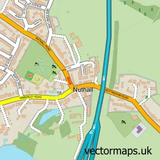 Street map sample of Nuthall, Nottinghamshire