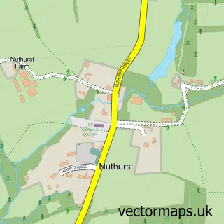 Street map sample of Nuthurst, West Sussex