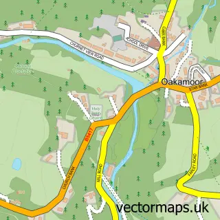 Street map sample of Oakamoor, Staffordshire