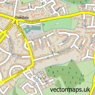 Street map sample of Oakdale, Gwent