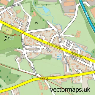 Street map sample of Oakenshaw, West Yorkshire