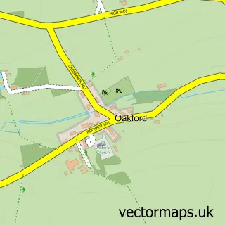 Street map sample of Oakford, Devon
