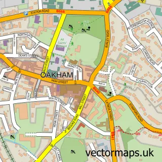 Street map sample of Oakham, Rutland
