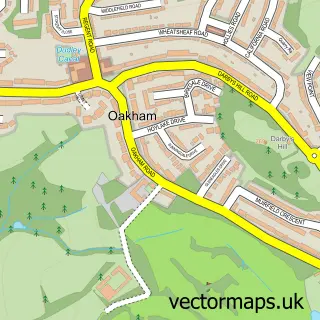 Street map sample of Oakham, West Midlands