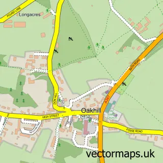 Street map sample of Oakhill, Somerset