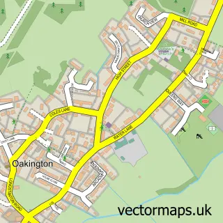 Street map sample of Oakington, Cambridgeshire