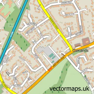Street map sample of Oaklands, Hertfordshire