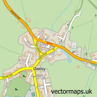 Street map sample of Oakley, Buckinghamshire