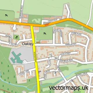Street map sample of Oakley, Fife