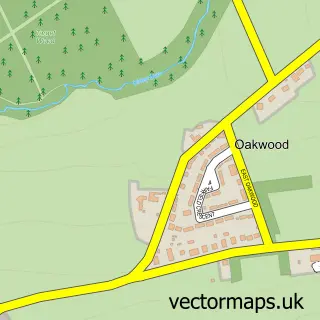 Street map sample of Oakwood, Northumberland