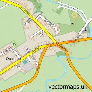 Street map sample of Ochiltree, Ayrshire and Arran