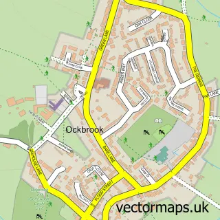 Street map sample of Ockbrook, Derbyshire