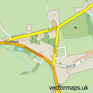 Street map sample of Ockham, Surrey
