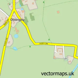 Street map sample of Oddingley, Worcestershire