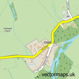 Street map sample of Odell, Bedfordshire