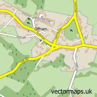 Street map sample of Offham, Kent