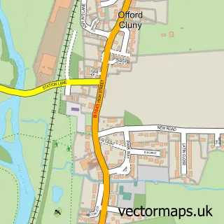Street map sample of Offord Cluny, Cambridgeshire