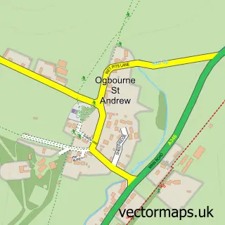 Street map sample of Ogbourne St Andrew, Wiltshire