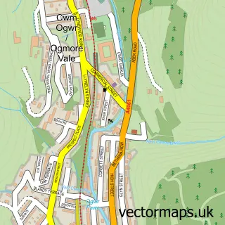 Street map sample of Ogmore Vale, Mid Glamorgan