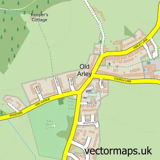 Street map sample of Old Arley, Warwickshire