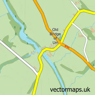 Street map sample of Old Bridge of Urr, The Stewartry of Kirkcudbright