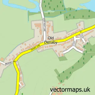 Street map sample of Old Denaby, South Yorkshire