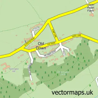Street map sample of Old Down, Gloucestershire