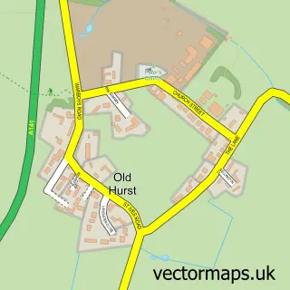Street map sample of Old Hurst, Cambridgeshire