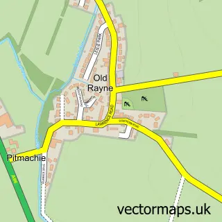 Street map sample of Old Rayne, Aberdeenshire