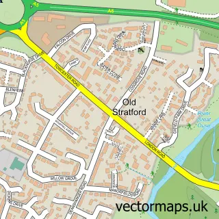 Street map sample of Old Stratford, Northamptonshire