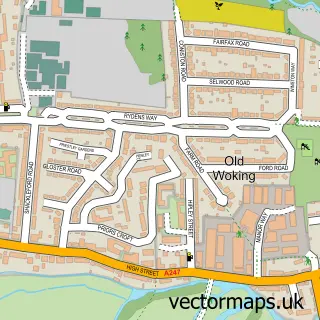 Street map sample of Old Woking, Surrey