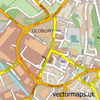 Street map sample of Oldbury, West Midlands