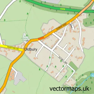 Street map sample of Oldbury, Shropshire