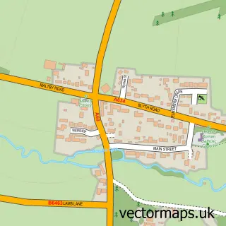 Street map sample of Oldcotes, Nottinghamshire