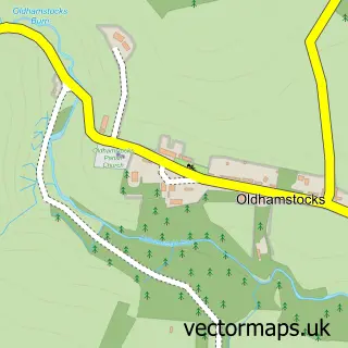 Street map sample of Oldhamstocks, East Lothian