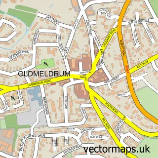 Street map sample of Oldmeldrum, Aberdeenshire