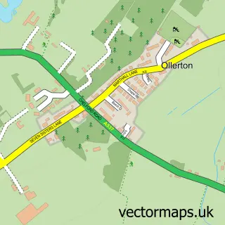 Street map sample of Ollerton, Cheshire